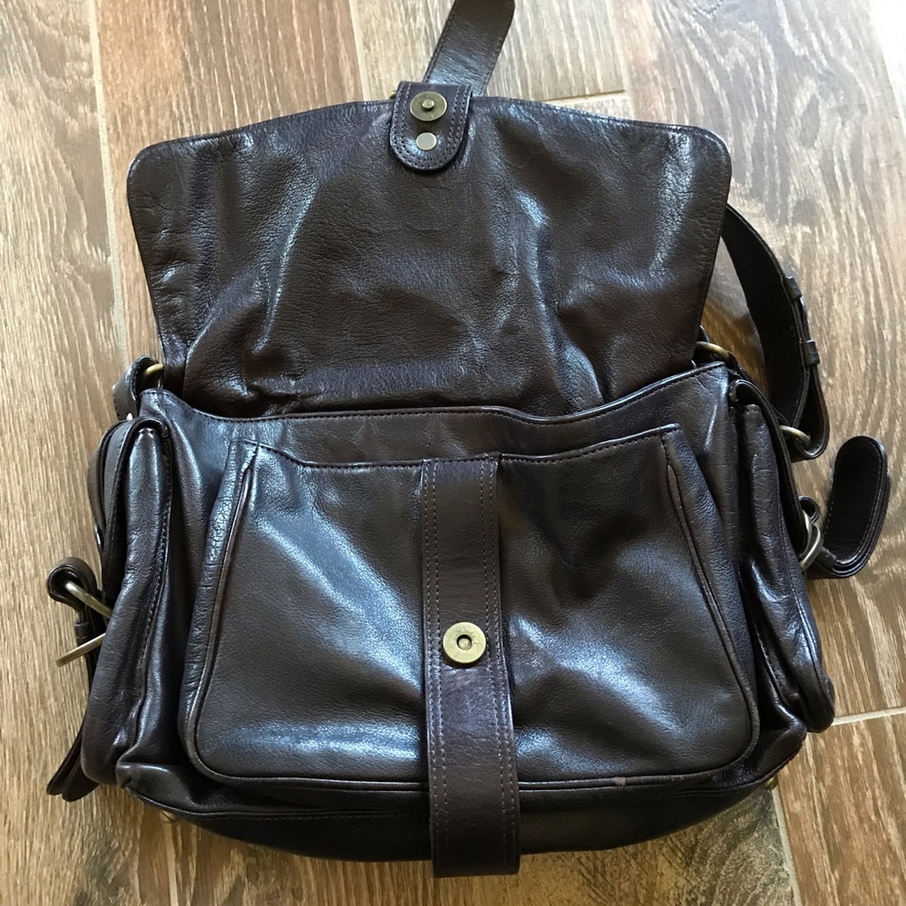 Vintage 90's-y2k Kooba dark brown leather shoulder bag tote crossbody saddle - Picture 5 of 9